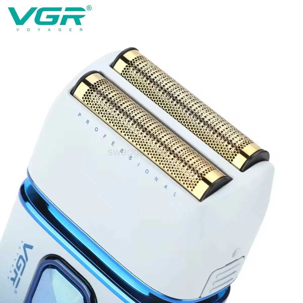 VGR Foil Shaver Professional Electric Shaver Washable Razor Rechargeable 2-Speeds LED Display Travel Lock Trimmer for Men V-362B240709