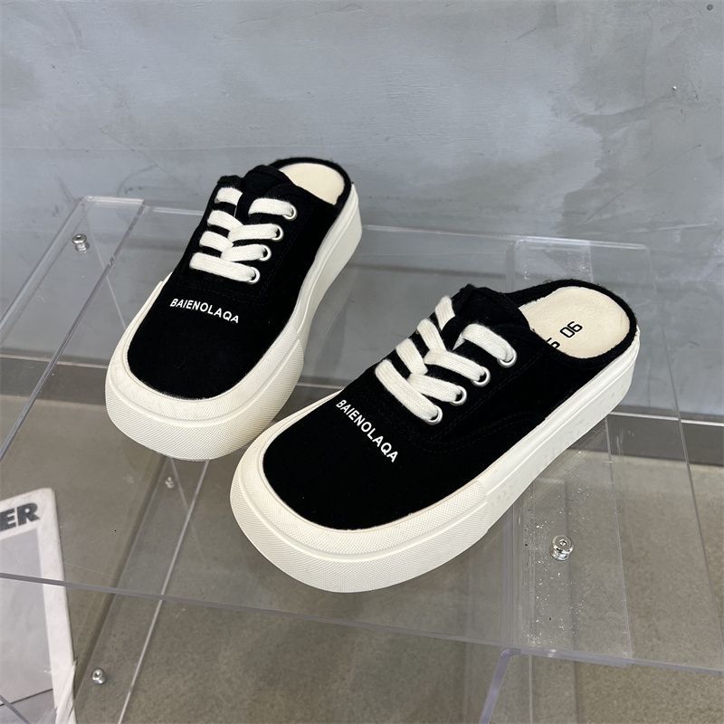 CCA-Limited Time Offer-Black and Panda Canvas 2023 Summer Breathable Half Drag Casual Little White Shoes XZ-1561