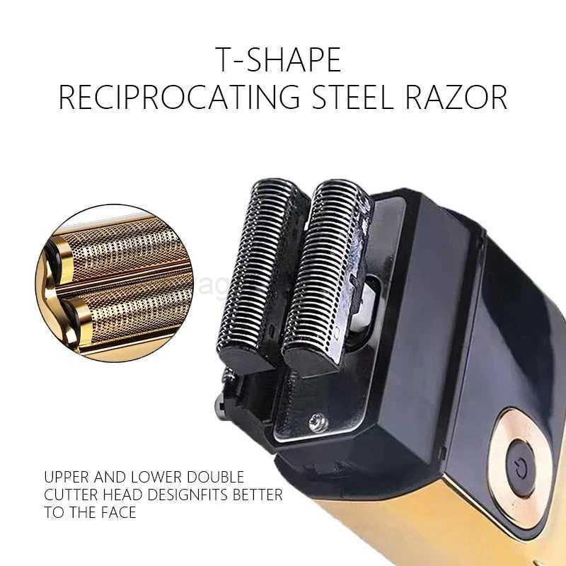 Kemei KM-2028 Mens Electric Metal Shaver LED Display Adjustable Speed USB Electric Shaver Hair ShaversB240709