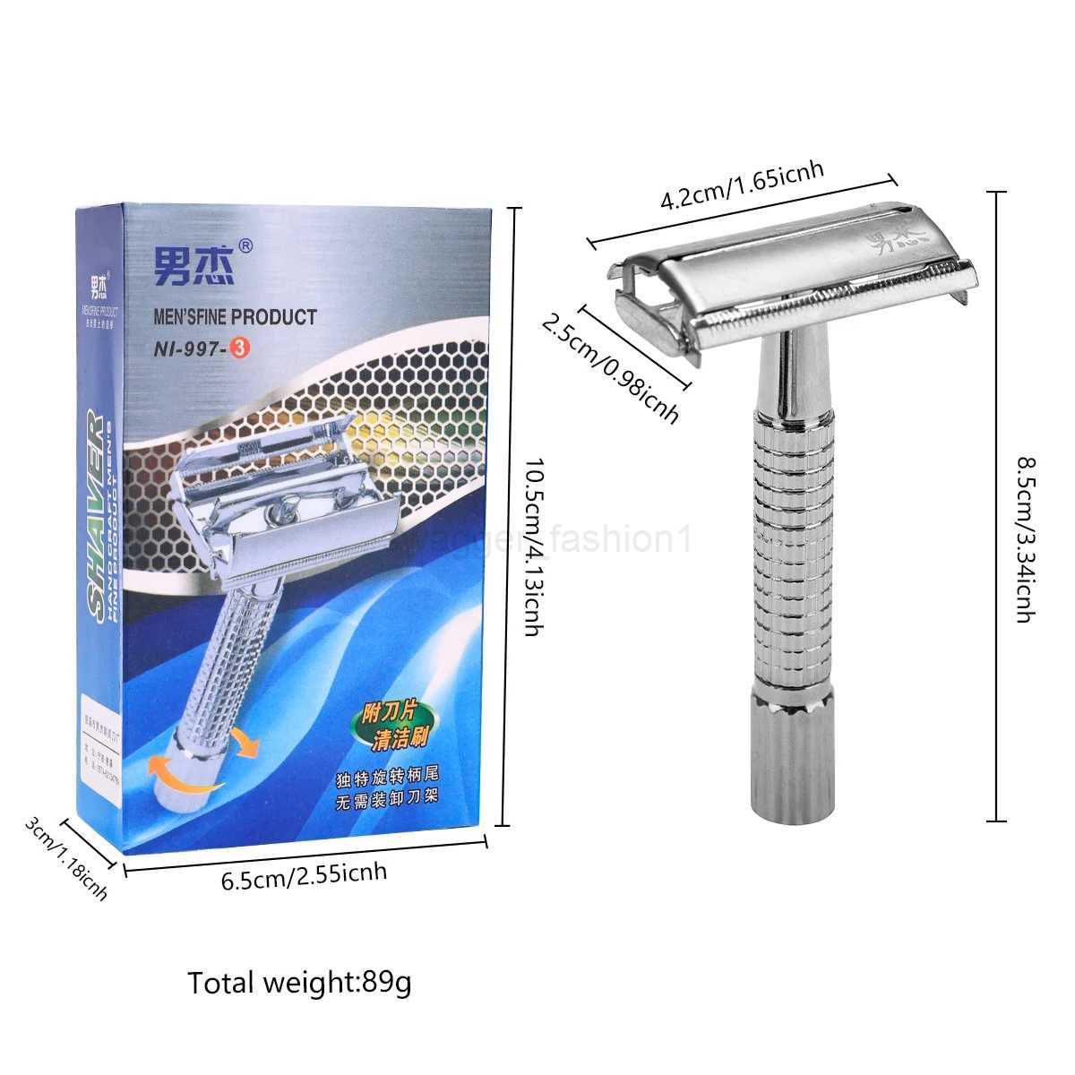 Barber Old Manual Razor Mens Facial Shavers Barbershop Styling Accessories Stainless Steel Double-Ended BladesB240709