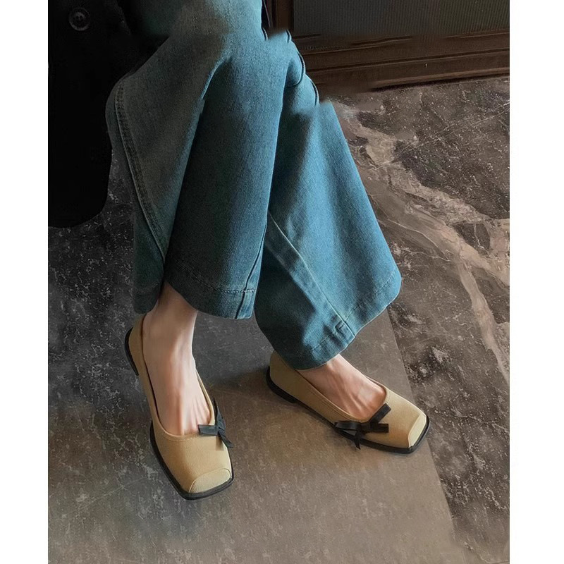 Mary Janes: Retro Square-Toe Women's Flats, Comfy Slip-On Bow Shoes