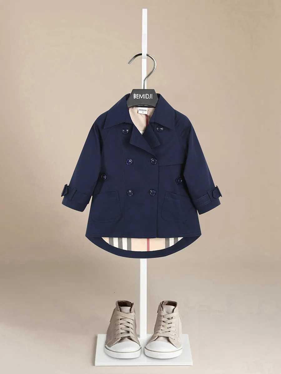 Fashion Baby Girl Boy Trench Short Back Infant Toddler Kid Windbreak Jacket Autumn Spring Child Dust Coat Baby Outwear Clothes 240716