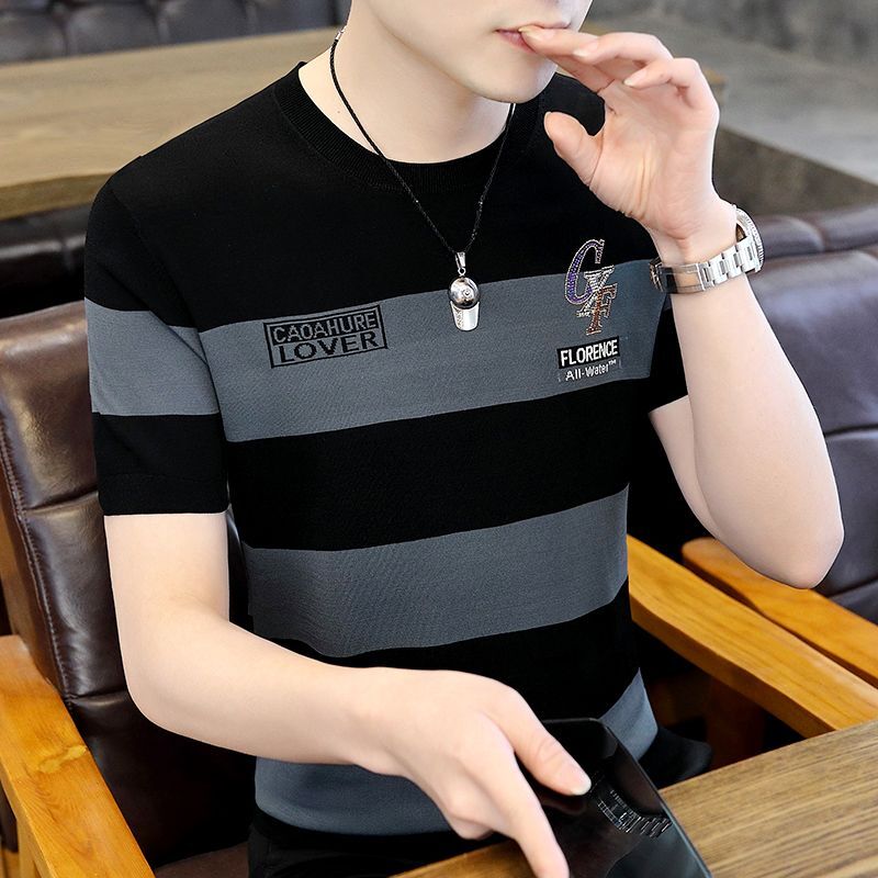 2024 Men's Summer High end Casual Pure Cotton Comfortable Thin Round Neck Short Sleeve T-shirt