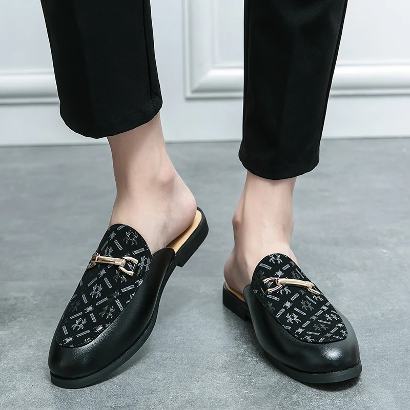 Men Half Slippers Loafers Casual Summer Leather Male Moccasins Classic Breathable Soft Slip On Driving Shoes 240718