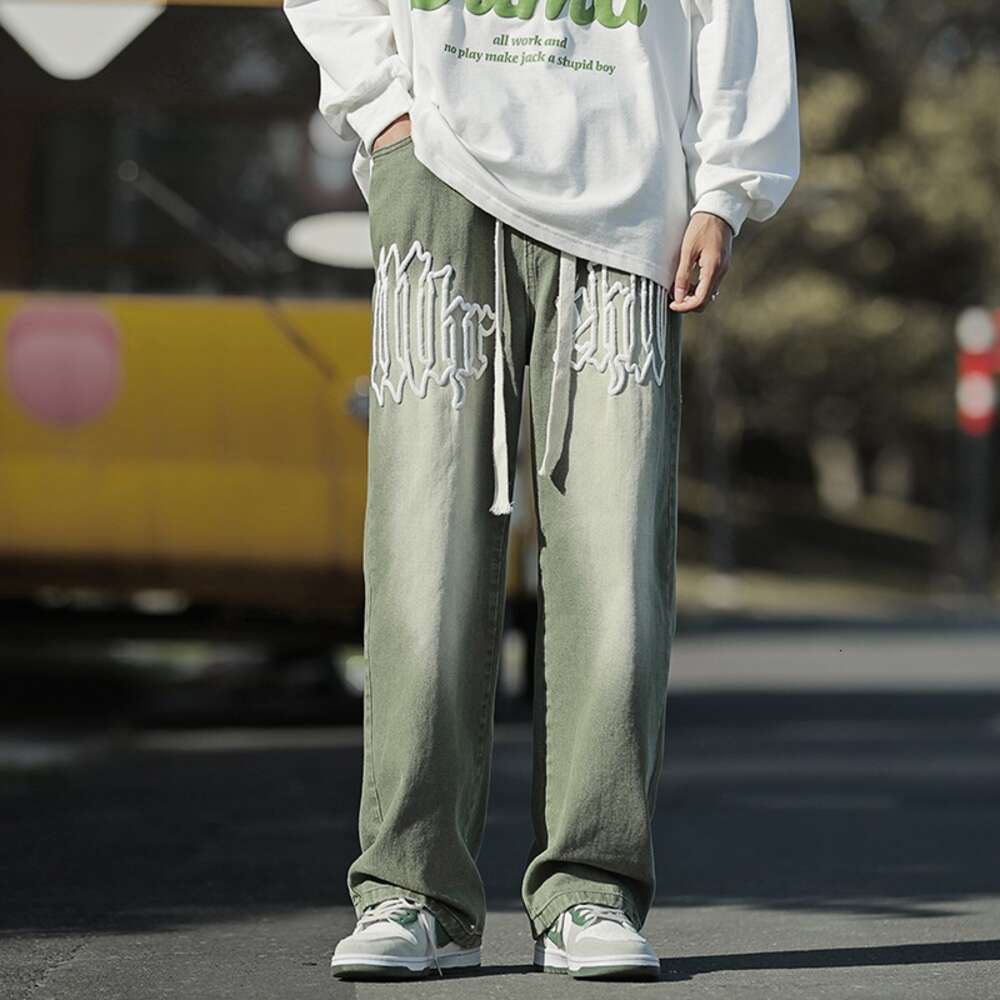 Vintage jeans men's American style Spring and Autumn fashion brand loose wide straight leg floor high street pants
