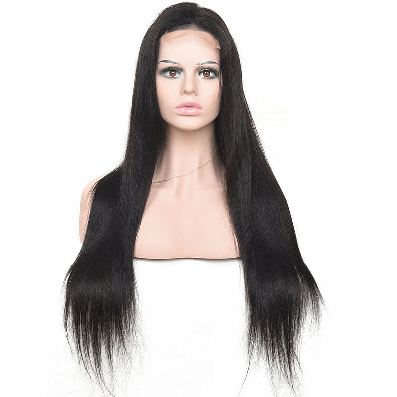 Natural Color 4X4 Straight Deep Wave Body Peruvian Human Products By Four Closure Wig With Baby Hair Lace Wigs