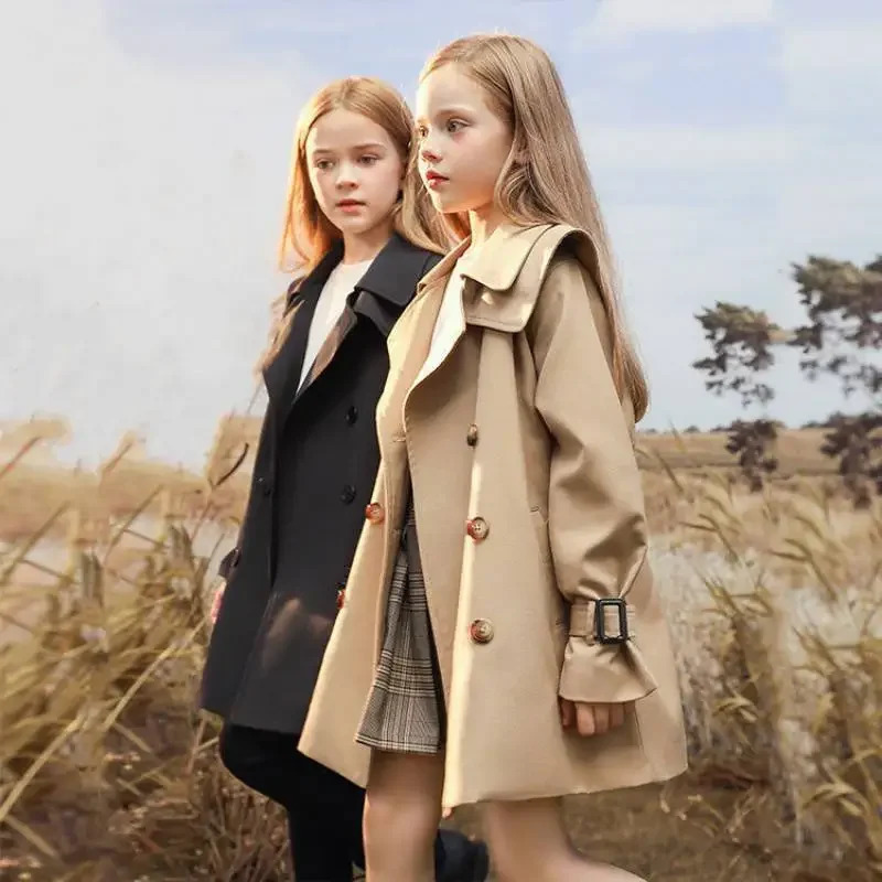 HoneyCherry Korean Version Girls Fashion Trench Coat Kids Coat Girls Trench Coat 240711