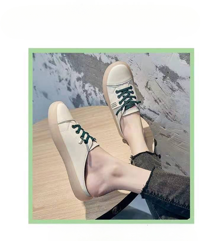Designer Women's Baotou Half Slippers White Shoes New Korean Edition Casual Versatile Student Shoes