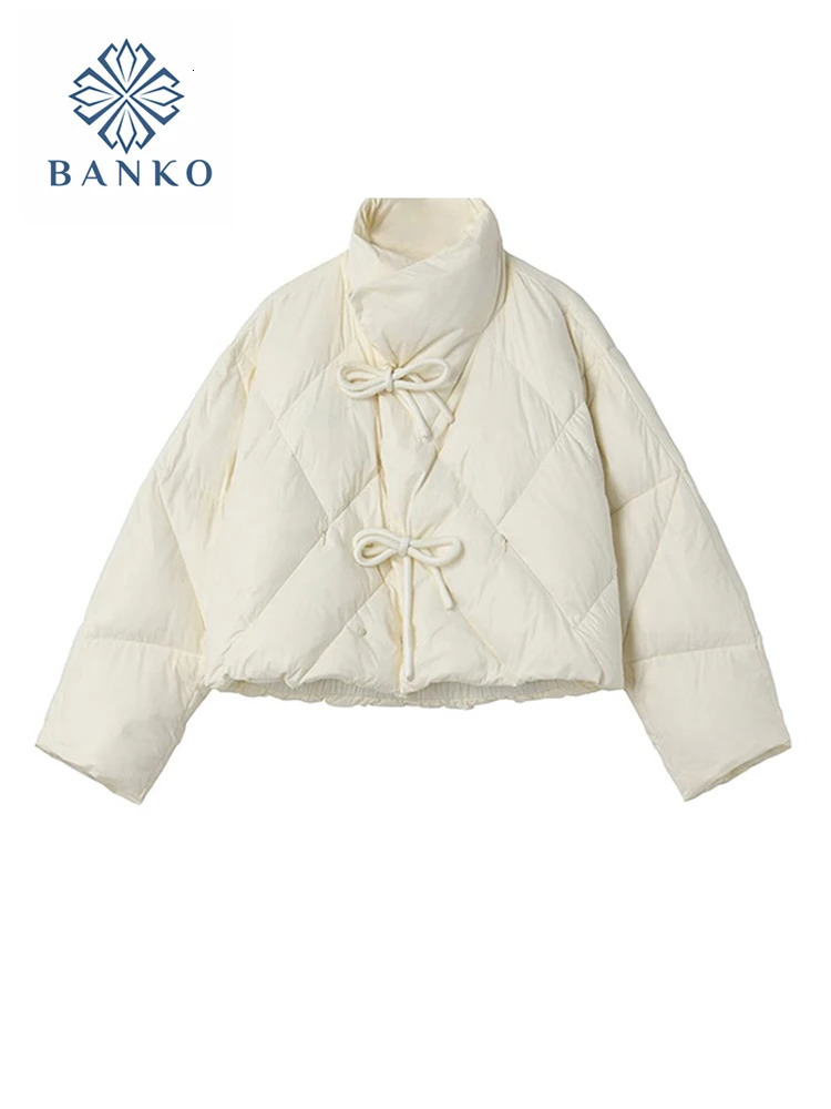 Fashion Casual White Down Coat Winter Women Y2K MultiFunctional Cozy Warm Bow Solid Padded Jacket Slim Fit Outerwear Korean 240712