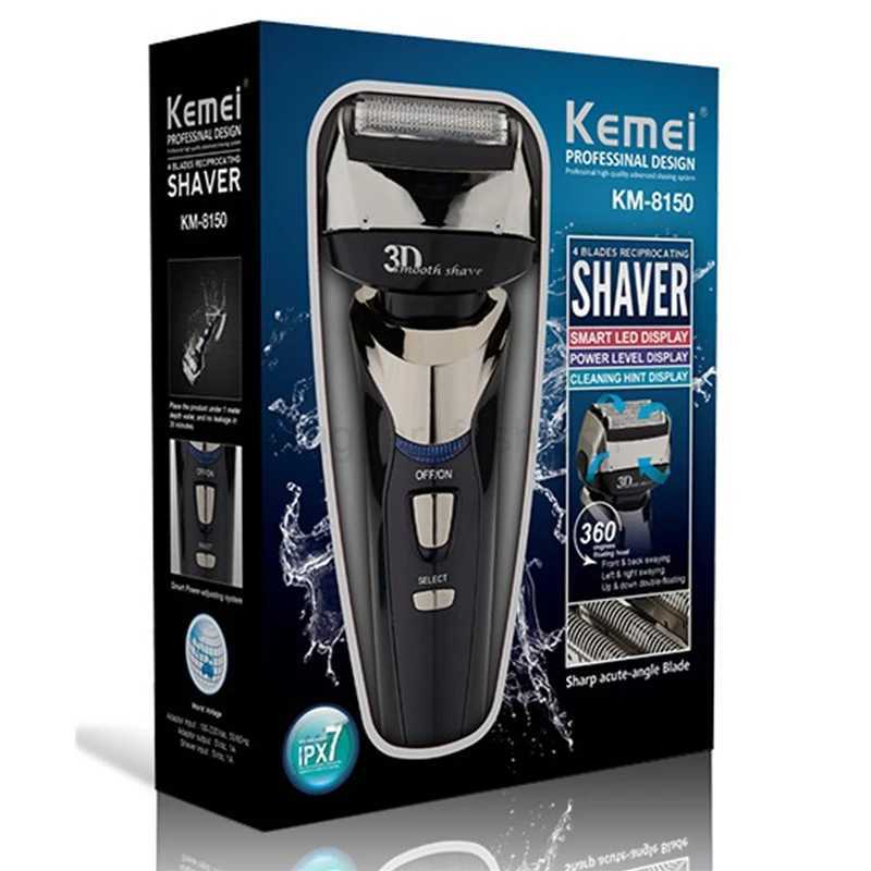Original Kemei 4-Blade Rechargeable Electric Shaver 3-Speed Beard Electric Razor For Men Facial Wet Dry Shaving Machine WashableB240709