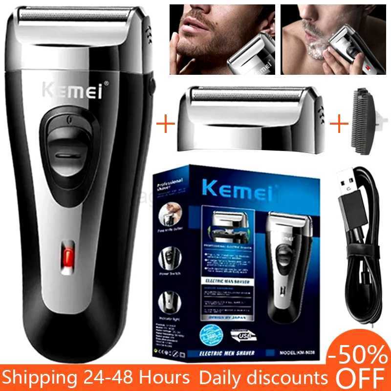 Kemei Electric Shaver Rechargeable Razor for Men Original Beard Trimmer Hair Clipper Dry Or Wet Shaving USB Shaving MachineB240709