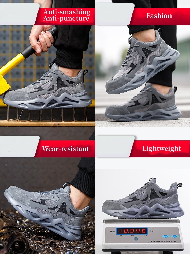 Men Lightweight Breathable Sneakers Indestructible Protective Work Shoes Anti-Smash Anti-Puncture Safety Boots