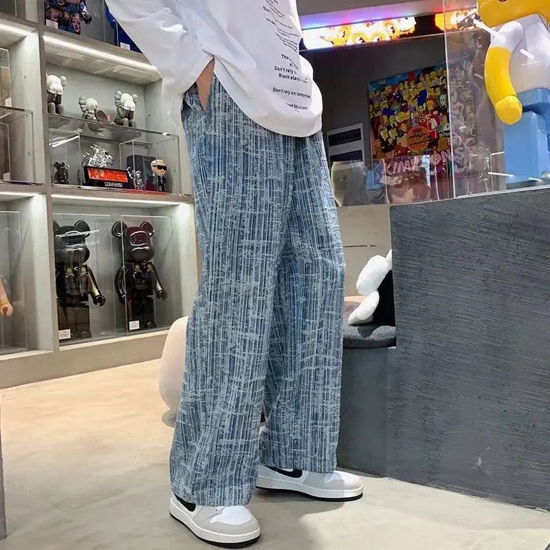 Vintage Sweatpants Male Y2k Wide leg Oversize Pants Men Casual Sport Ankle-length Straight Trousers Streetwear 240717