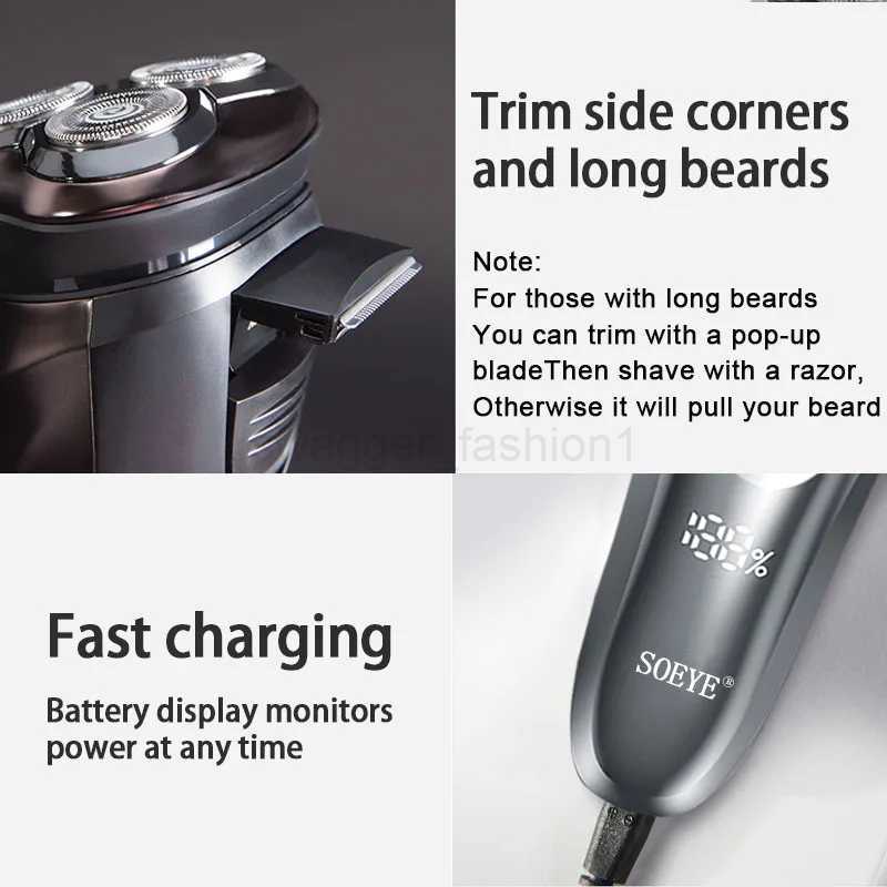 Electric Shaver for mens electric shaver Smart razor for Beard timmer IPX7 waterproof Wet And Dry shaving machine Men ShaverB240709