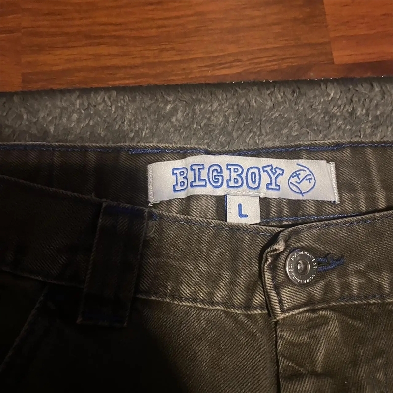 Harajuku Polar Big Boy Baggy Jeans Y2K Pants Gothic Graphic Brown Embroidery High Waist Jeans Wide Trousers Men Clothing