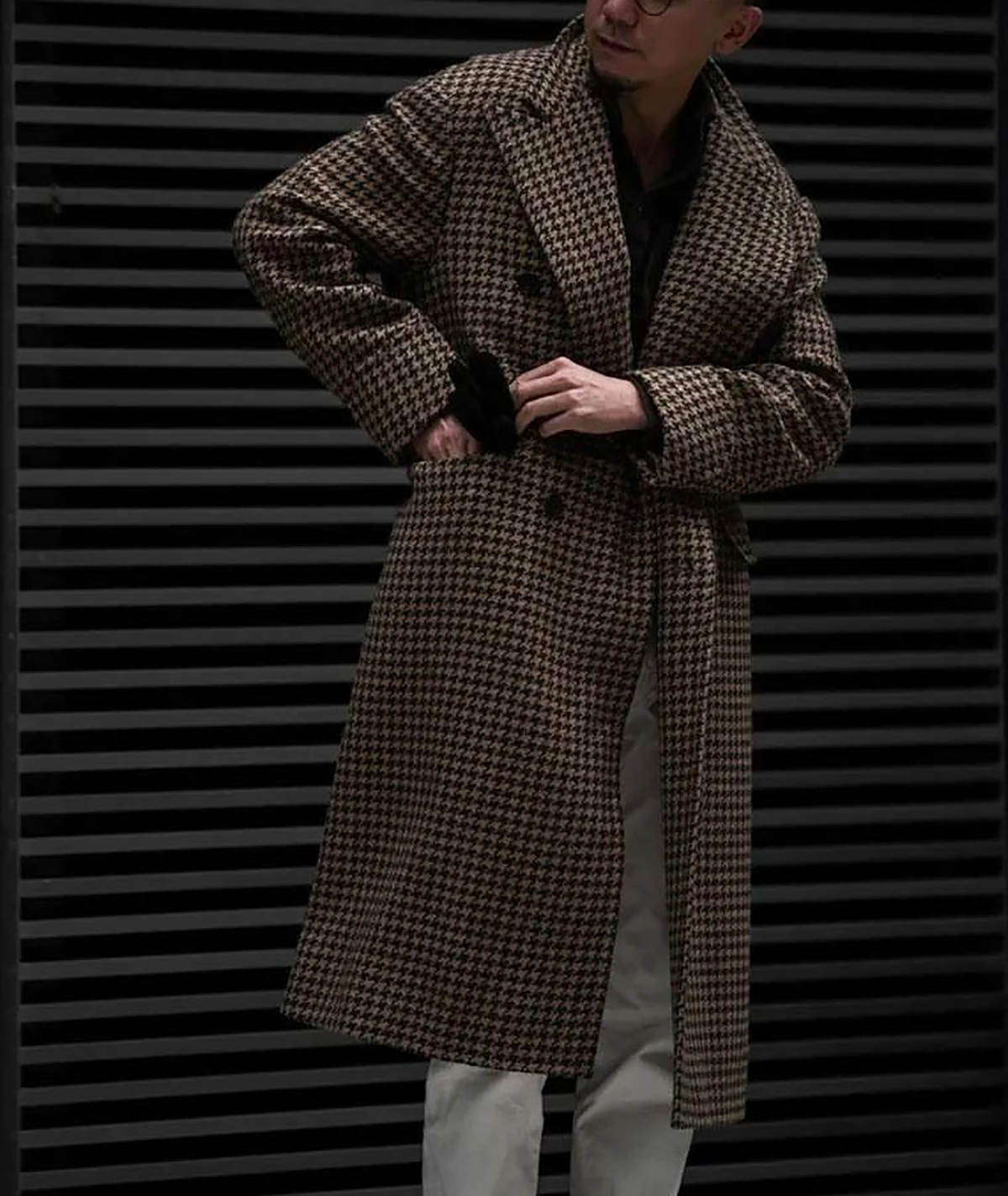 Casual Damier Check Men Suits Thick Wool Custom Made Double Breasted Tuxedos Peaked Lapel Blazer Back Vent Business High Quality Popular Cheap Price L