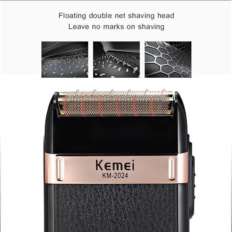 Kemei Electric Shaver For Men Fashionable Mens Leather Shell Waterproof Rechargeable Professional Beard Trimmer Razor KM-2024B240709