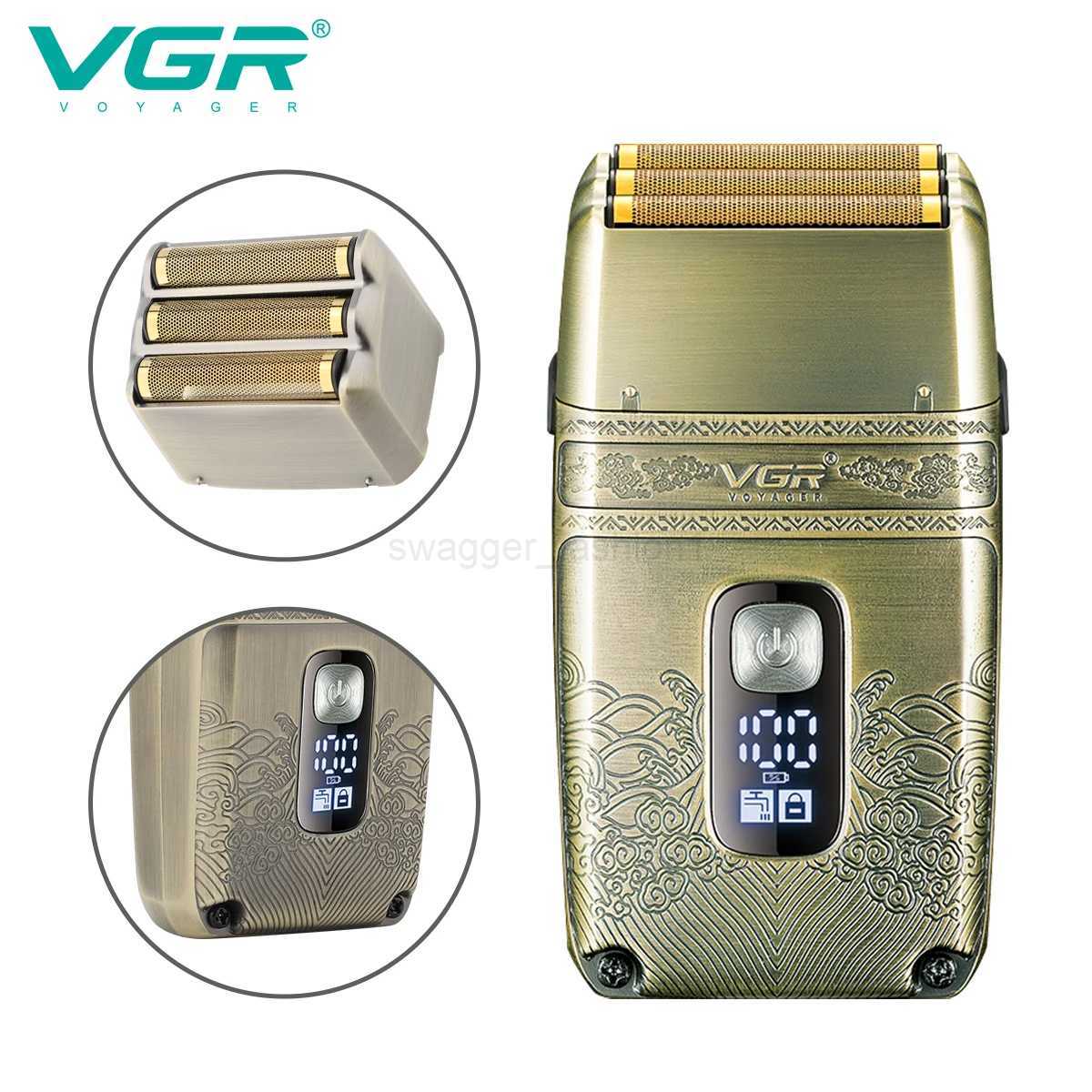 VGR Shaver Professional Electric Razor Shaving Machine Waterproof Beard Trimmer Metal Razor Digital Display Shaver for Men V-335B240709