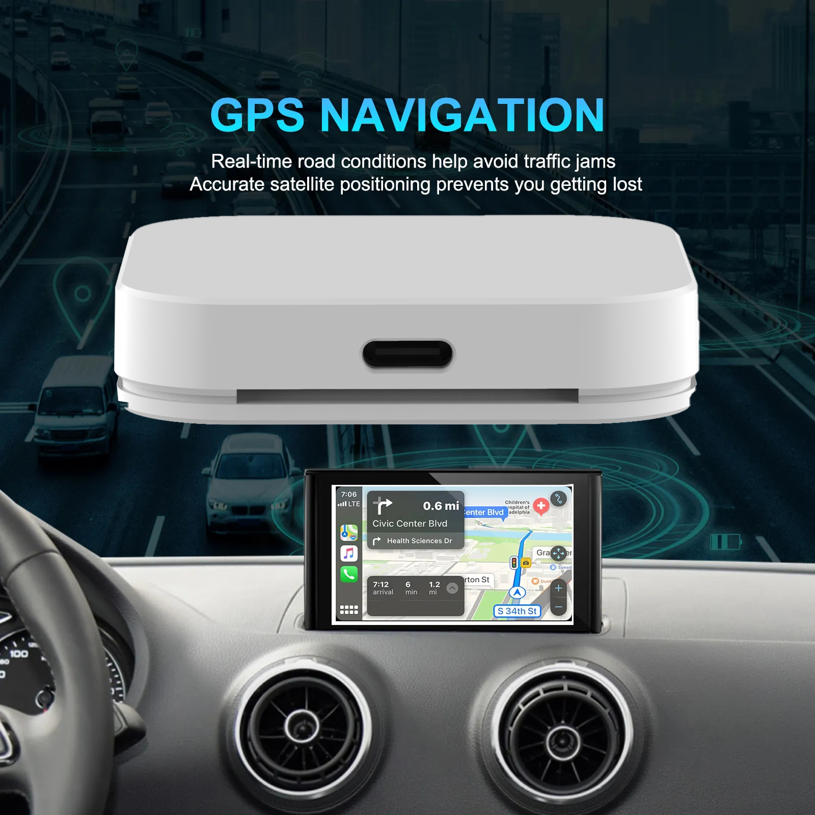 K1F wireless carplay adapter carplay / android auto 2 in 1 carplay converter box wired to wireless car gadgets electronic carplay dongle