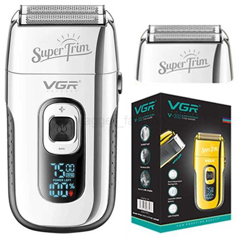 VGR 3-Speed Rechargeable Beard Electric Shaver For Men Hair Razor Bald Head Fade Shaving Machine Finishing Tool With Extra MeshB240709