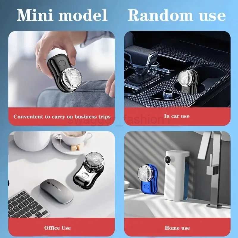 1pc-Upgraded 6-Blade Portable Electric Shaver Ideal for Travel with Rechargeable Mini Design for MenB240709