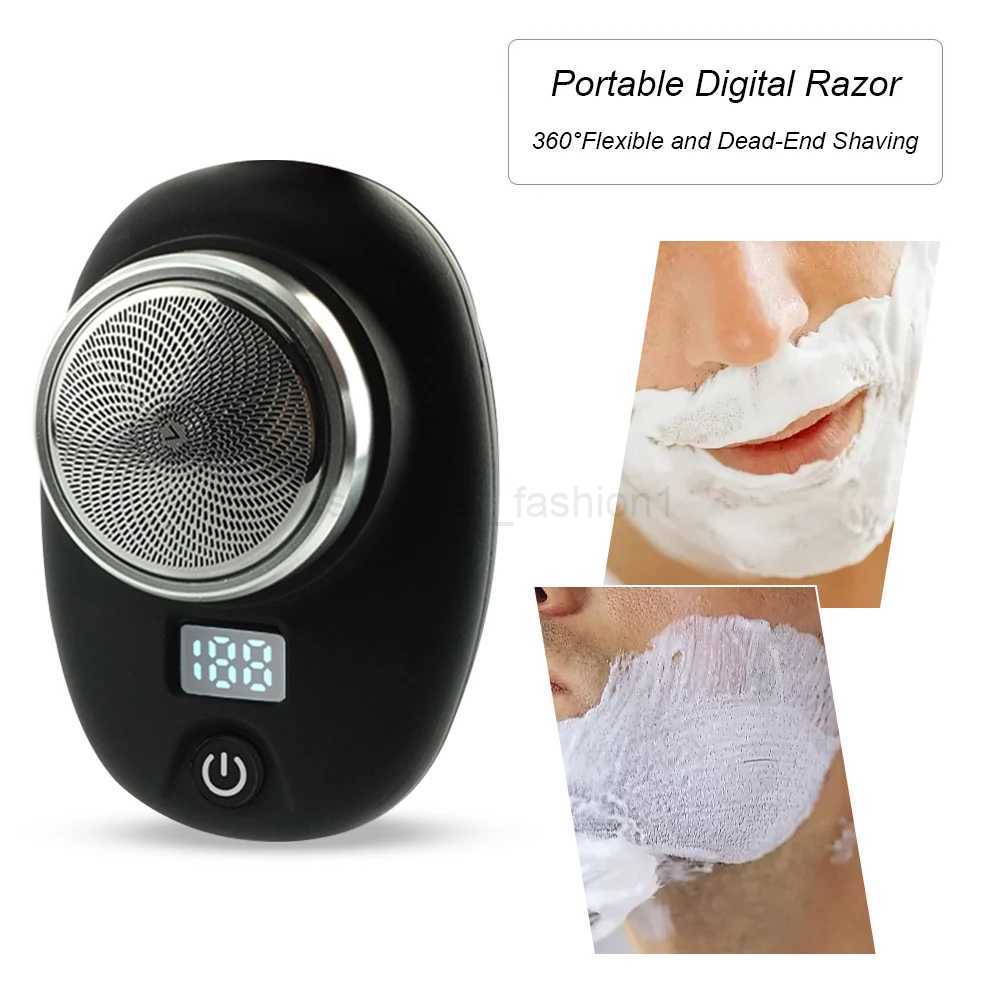 Mini Electric Razor Men Shaver USB Charging Wireless Shaver Digital Display Beard Trimmer Professional Tool for Home BusinessB240709
