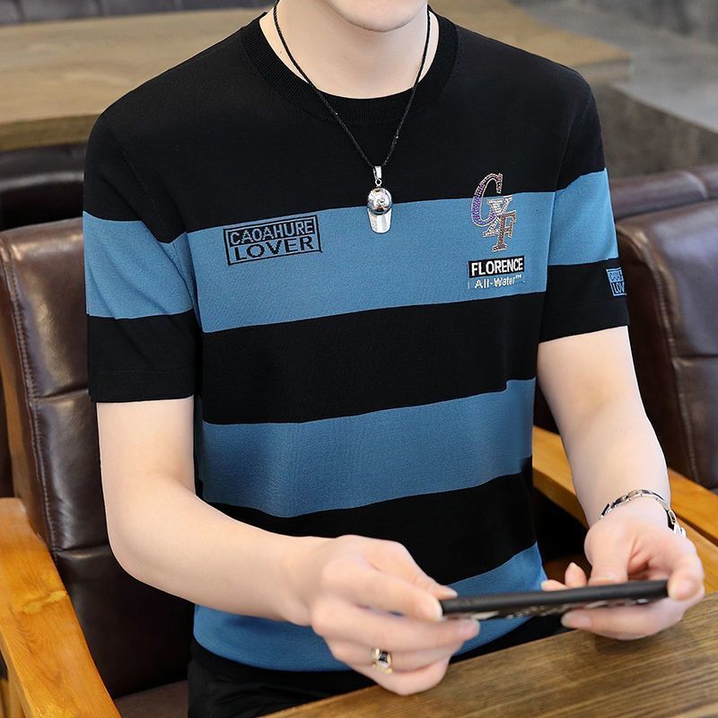 2024 Men's Summer High end Casual Pure Cotton Comfortable Thin Round Neck Short Sleeve T-shirt