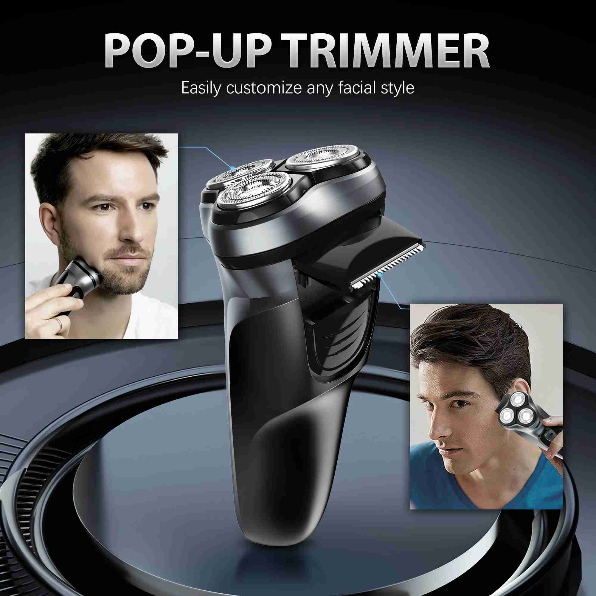 Sejoy 5W Electric Rotary Shavers for men 2 in 1 Razor Rechargeable Hair Trimmer 3D Floating Blade Washable Shaving Beard MachineB240709