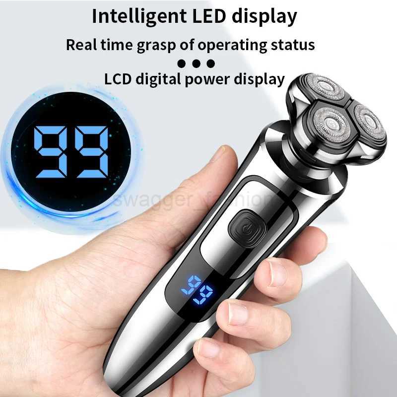Electric Shaver Man Rechargeable Razor Shaving Knife Whisker Knife Household Portable Floating Three Tip Water WashB240709
