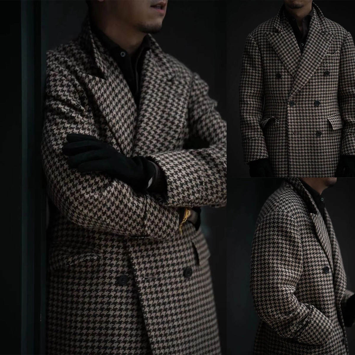 Formal Color Collision Men Suits Thick Wool Custom Made Double Breasted Tuxedos Peaked Lapel Blazer Back Vent Business High Quality Popular Cheap Long