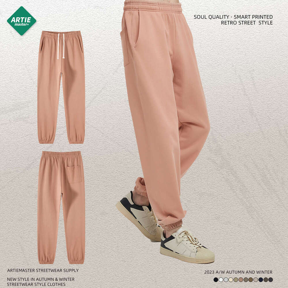 2023 Autumn/winter New 400g Terry Earth Color Small Feet Loose Sports Casual Pants Men's Plaid Trousers Sport Waterproof Trousers Man Pants Trous