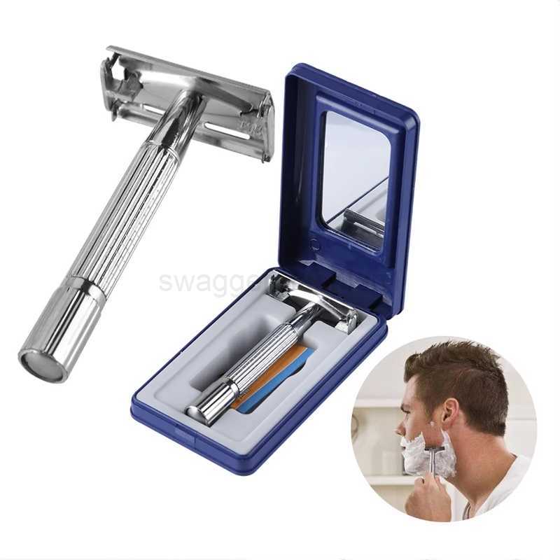 Traditional Safety Manual Razor T-type Razor for Men Classic Butterfly Double Edge Shaving Razor Chrome Sharp ShaverB240709