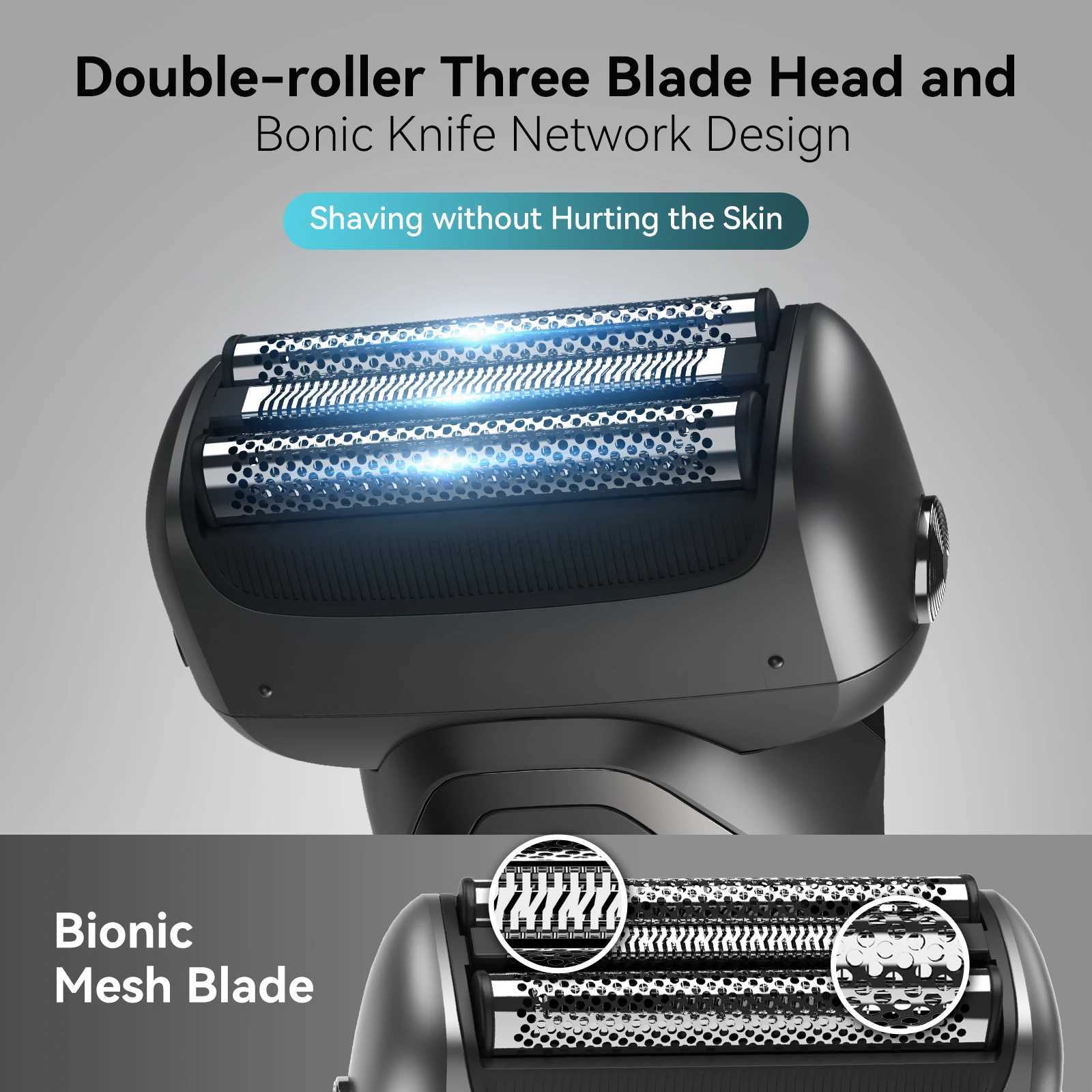 Kensen Electric Shaver for Men 3D Floating Blade Washable Type-C USB Rechargeable Shaving Beard Razor Trimmer Machine For BarberB240709