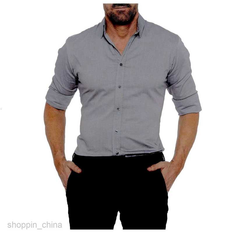 Mens Casual Shirts Men's zippered shirt hidden zipper fake button Oxford elastic cotton zipper lining tops