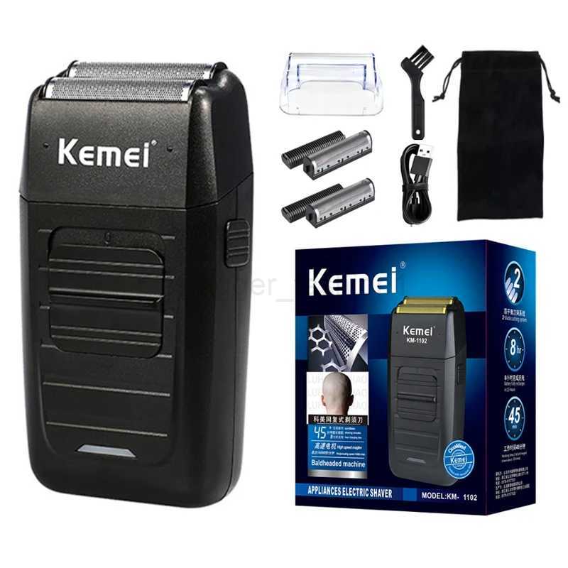 Kemei Rechargeable Cordless Shaver for Men Twin Blade Reciprocating Beard Razor Face Care Multifunction Strong Trimmer KM-1102B240709