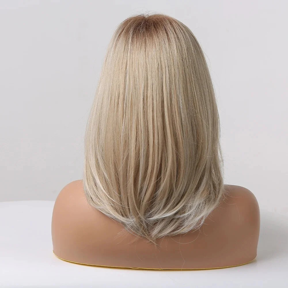 Short Blonde Wig with Bangs Cute Bob Synthetic Wigs High Quality Halloween Lolita Party Natural Hair Wigs for Women 240716