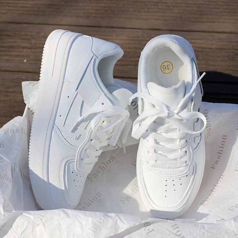 QiaoYiLuo Little White New Versatile Student Korean Edition Board Women's Sports Trend Shoes