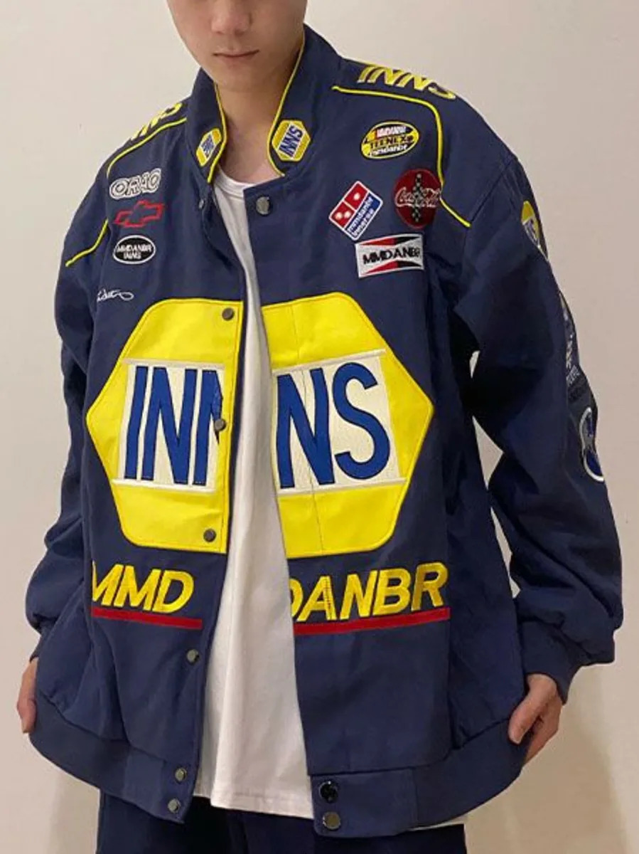 Hip Hop Y2k Racing Loose Jackets Baseball Coat Embroidery Men Women Spring Autumn Long Sleeve Bomber Motorcycle Racer Coat Top 240715