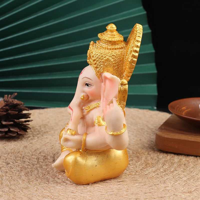 Gold Lord Ganesha Buddha Statue Elephant God Sculptures Ganesh FigurinesB240710B240707