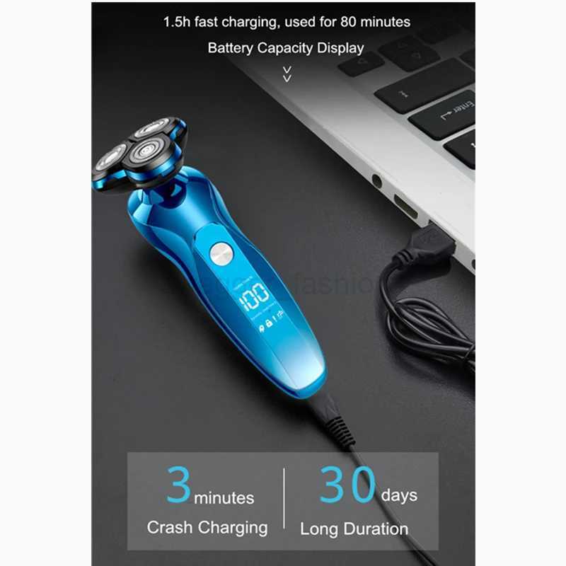 Electric Shaver Rotary Shaver Electric Razor Beard Trimmer Rechargeable Hair Cutting Shaving Machine Clipper for Men WaterproofB240709