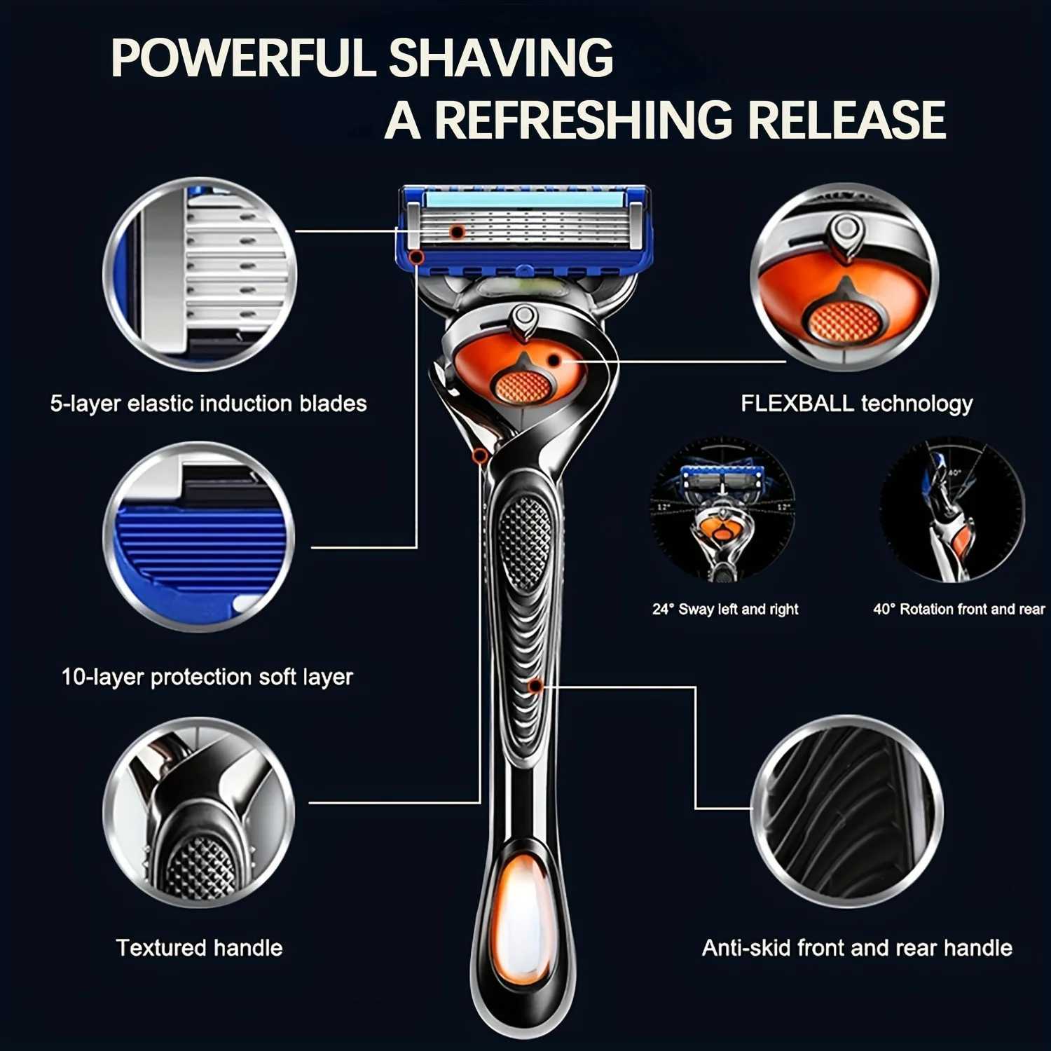 5-layer Razor Blades Shaver 16/8/4pcs Replacement Blades Vintage Wet Shaving Safety Razor Skin Protection Classic RazorB240709