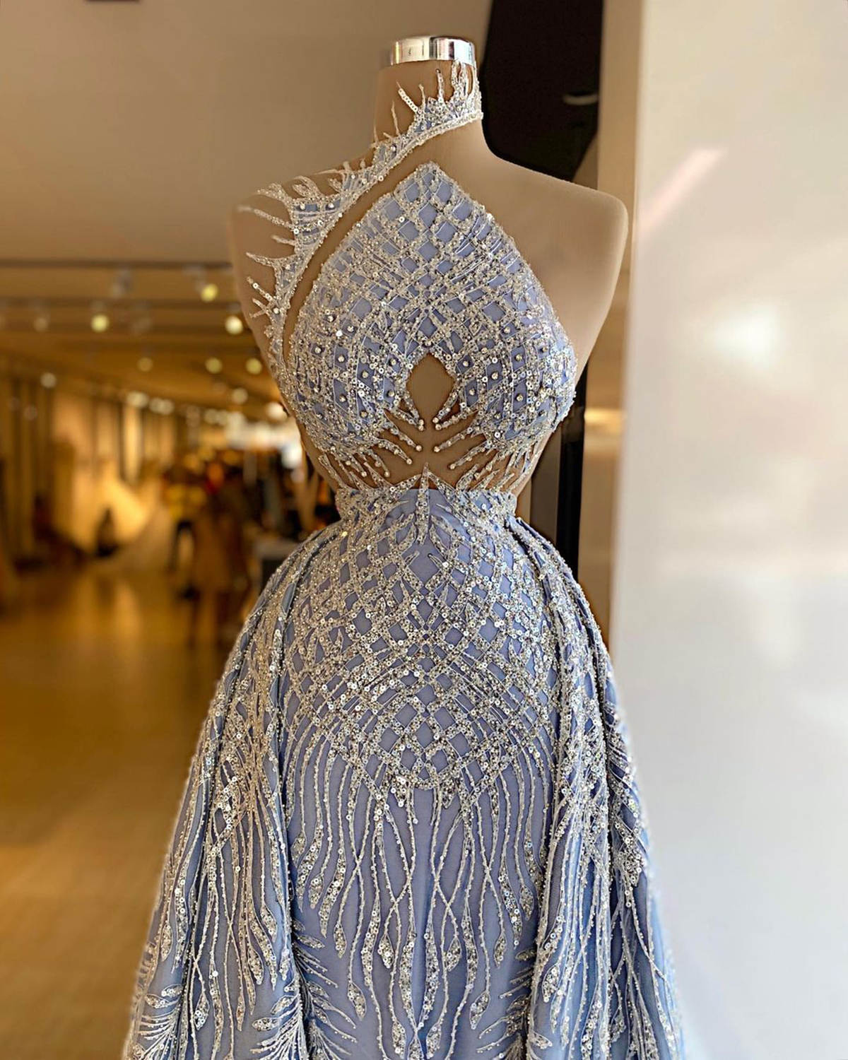 Mermaid Prom Fancy Dresses Sequins Rhie Evening Gowns Detachable Train One Shoulder Party Dress Vestidos De Noche 6660306