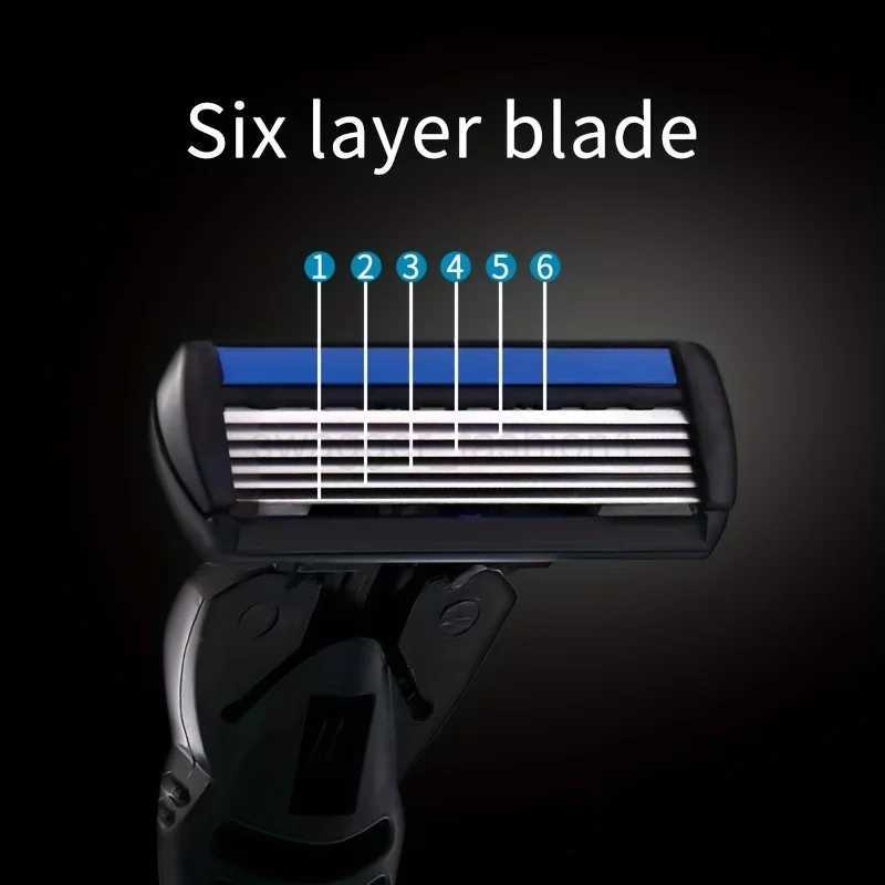 6-Layer Razor Head Manual Shaver Stainless Steel Classic Double Edge Blade Razor Safety Vintage Shaving Beard Moustache ManualB240709