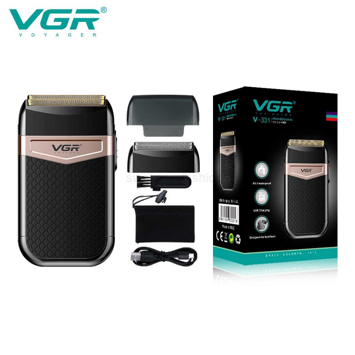 VGR Shaver Professional Beard Trimmer Rechargeable Razor Reciprocating Shaving Machine Portable Razors for Shaving Men V-331B240709
