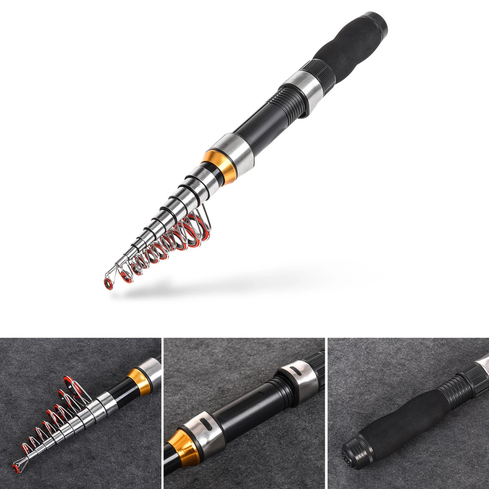 Lixada Fishing Rod Reel Combo Full Kit Telescopic Rods Spinning Reels Set with Hooks Soft Lures Barrel Swivels 240712