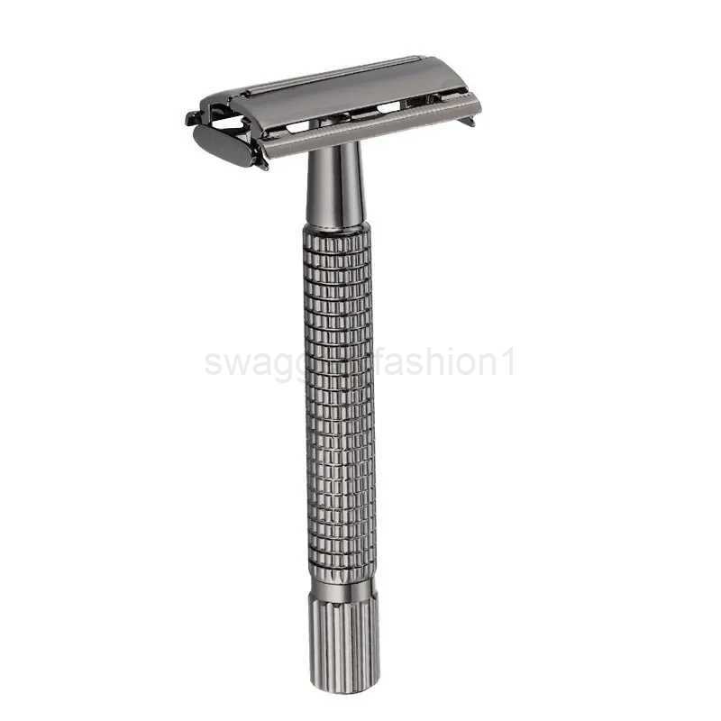 Double Edge Safety Shaving Razor Black Golden Hair Removal Shaver Adjustable Metal Safety Razor Shaver Blade Barber Manual ShaveB240709