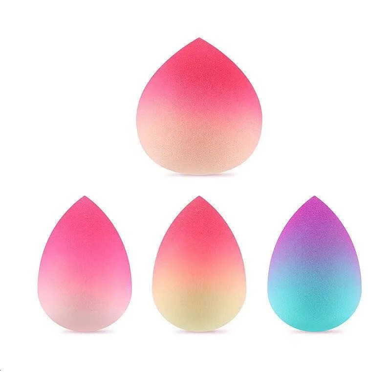 3 Pcs Gradient Color Egg Foundation Sponge Water Drop Shape Smooth Applying Cosmetic Peach Puff Powder Wet&ampDry Dual F718-7