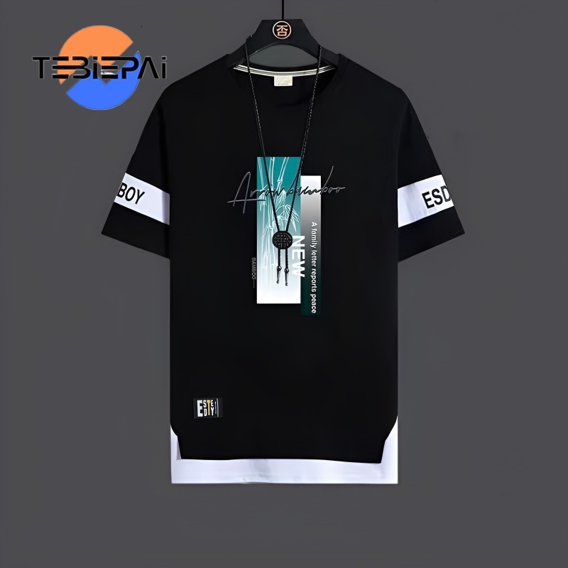 Men's casual sports Korean version loose fitting youth student short sleeved T-shirt trend two-piece set bu men