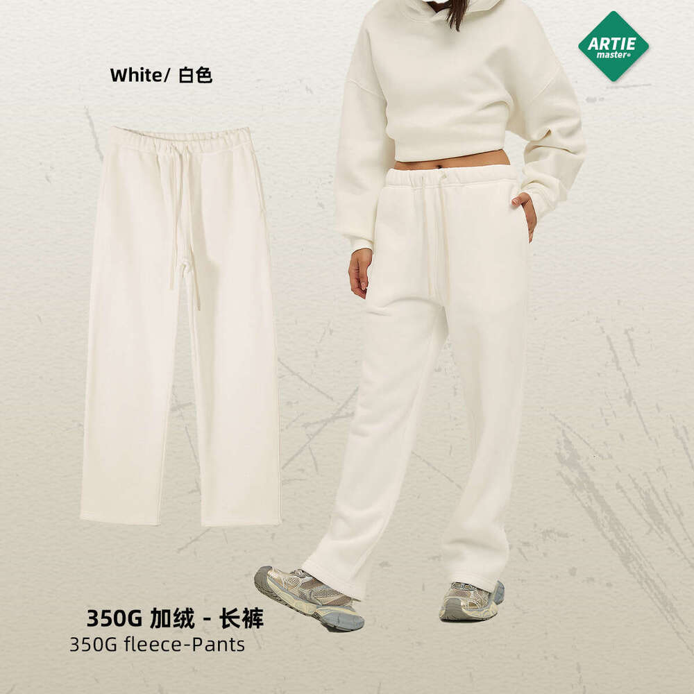 2024 Autumn/winter New Product 350g Thick Straight Tube Plush Solid Color Men's Loose Sports Casual Pants for Men Plaid Trousers Sport Jeans for 