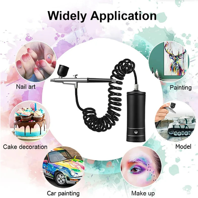 Airbrush Nail With Compressor Portable Air Brush Nail Paint Compressor For Nails Art Cake Painting Craft Airbrush Compressor 240711